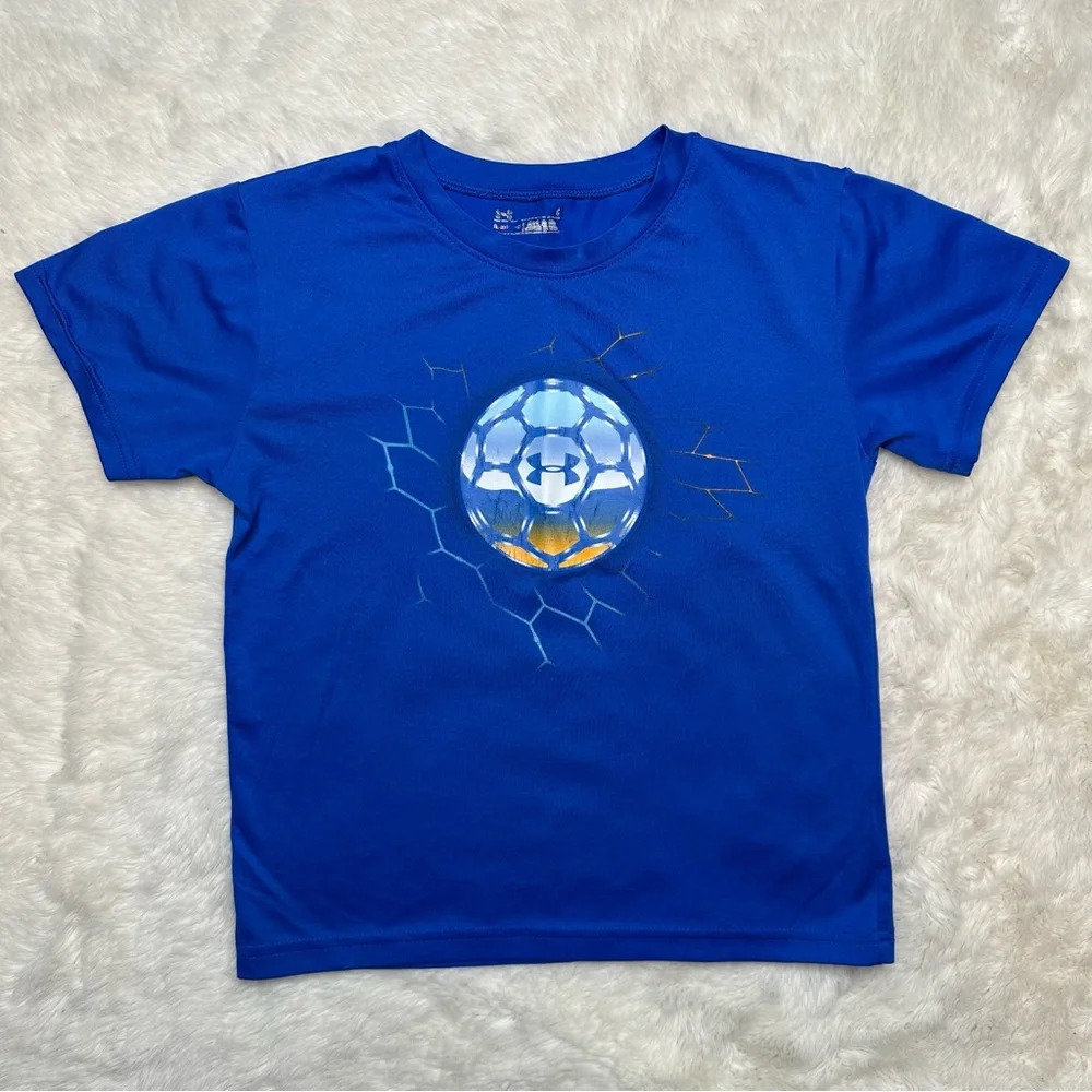 Under Armour T-Shirt Soccer Blue & Orange Size 6